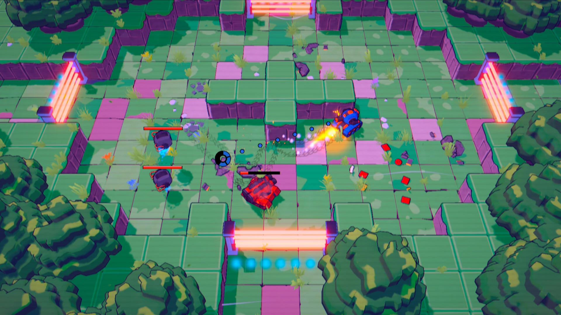 A hero tank firing a charged Legendary Shell.